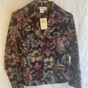 Coldwater Creek Purple  Floral Tapestry Blazer Jacket